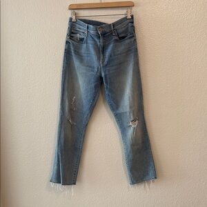 MOTHER “The Rascal” Light Blue Cropped Jeans